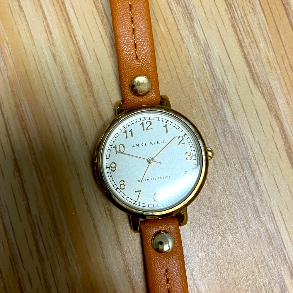 Tan and gold Anne Klein watch